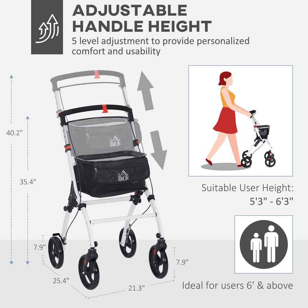 Upright Walker with Forearm Support - High Posture Rollator for Seniors with Back Pain - Foldable, Seat & All-Terrain Wheels