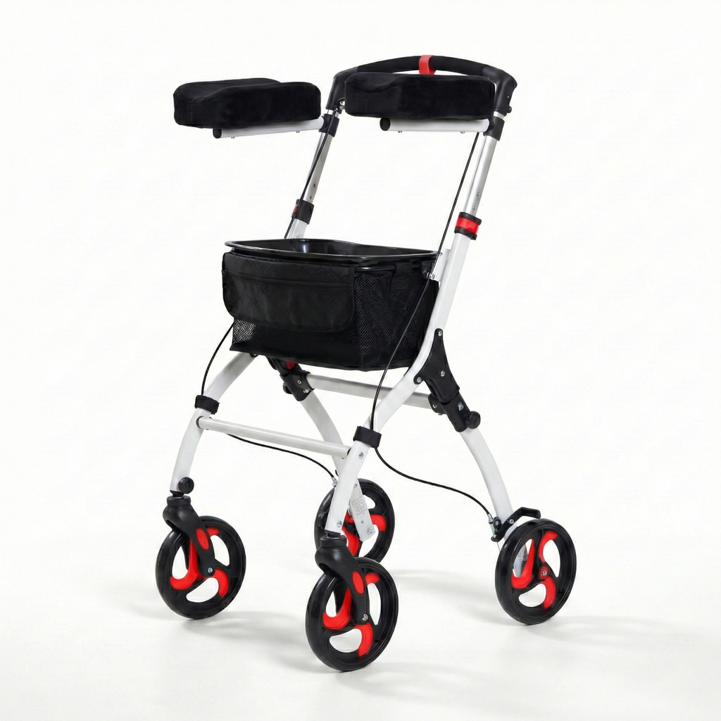 Upright Walker with Forearm Support - High Posture Rollator for Seniors with Back Pain - Foldable, Seat & All-Terrain Wheels